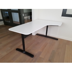 White Ikea Bekant Corner Desk includes Screen
